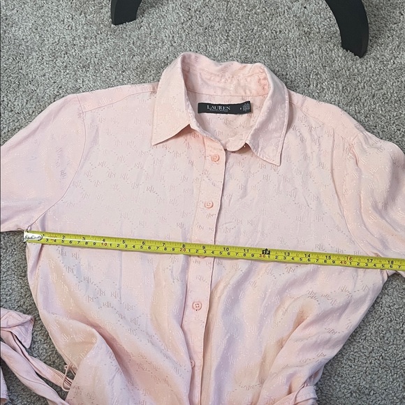 Lauren Ralph Lauren Light Pink Logo Button Down Belted Shirt Dress Maxi Size 8 - Picture 8 of 11